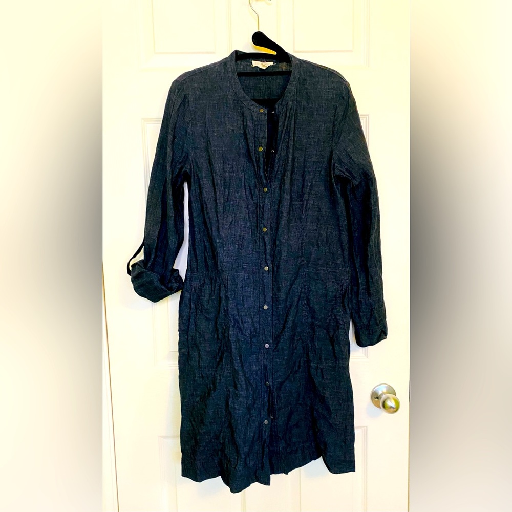 EUC linen Eileen Fisher coat dress